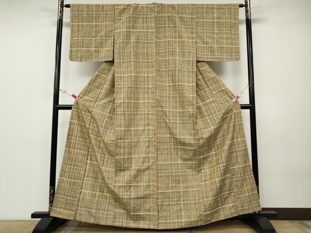 平和屋着物●上質な紬　横段吉祥文　正絹　逸品　CABD7381ut