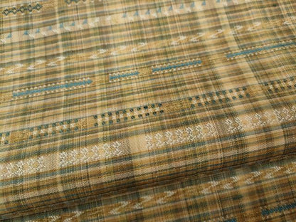 平和屋着物●上質な紬　横段吉祥文　正絹　逸品　CABD7381ut