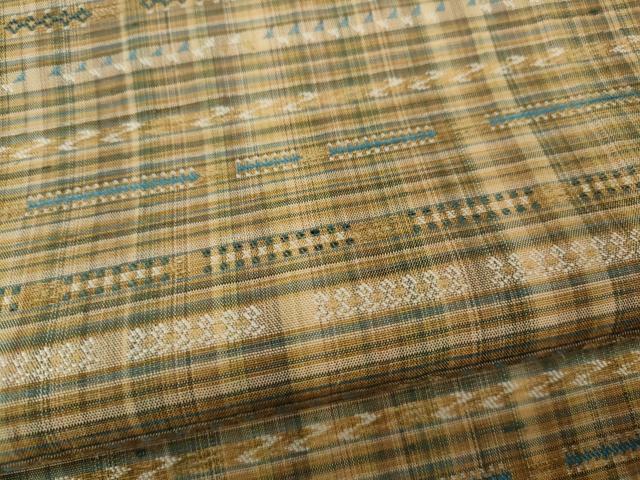 平和屋着物●上質な紬　横段吉祥文　正絹　逸品　CABD7381ut