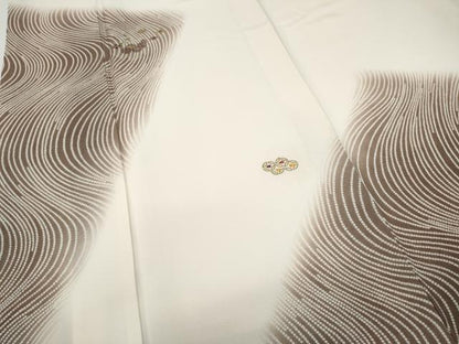 平和屋着物●訪問着　刺繍　七宝吉祥花文　暈し染め　正絹　逸品　CABD7384ut