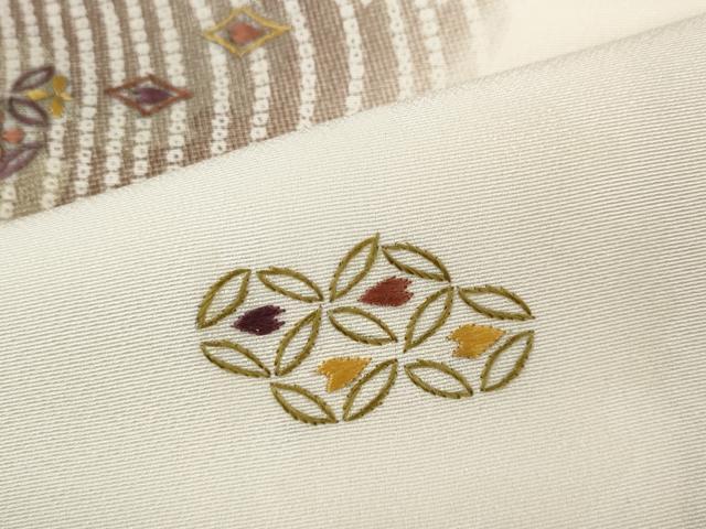 平和屋着物●訪問着　刺繍　七宝吉祥花文　暈し染め　正絹　逸品　CABD7384ut