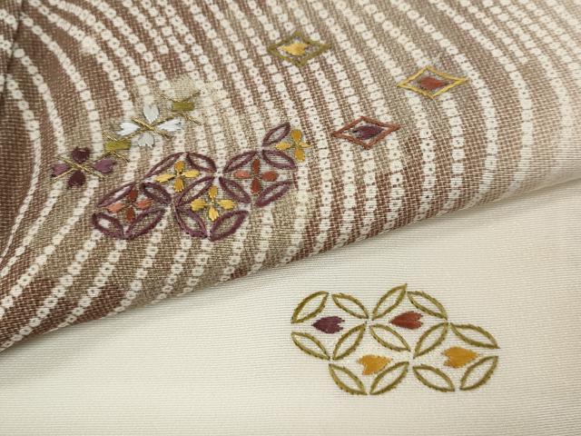 平和屋着物●訪問着　刺繍　七宝吉祥花文　暈し染め　正絹　逸品　CABD7384ut
