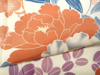 平和屋着物●豪華振袖　友禅　草花文　正絹　逸品　CABD7385ut