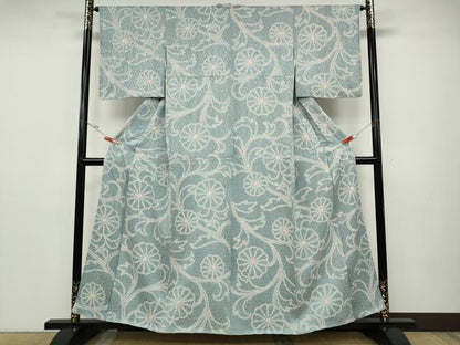 平和屋着物●上質な小紋　総絞り　花唐草文　正絹　逸品　CABD7387ut