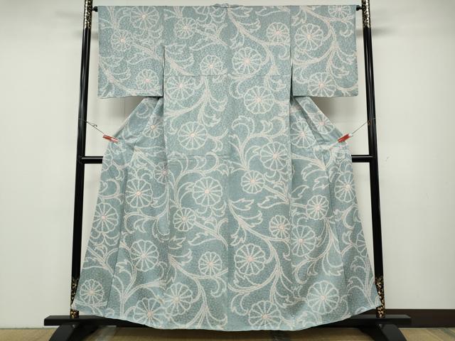 平和屋着物●上質な小紋　総絞り　花唐草文　正絹　逸品　CABD7387ut