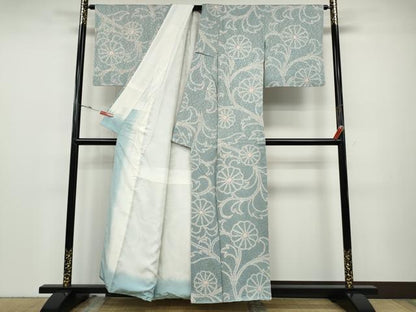 平和屋着物●上質な小紋　総絞り　花唐草文　正絹　逸品　CABD7387ut