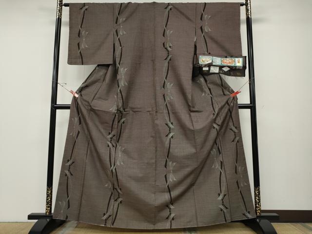 平和屋着物●本場大島紬　9マルキ　泥染め　リボン　大山博作　証紙付き　正絹　逸品　CABD7390ut