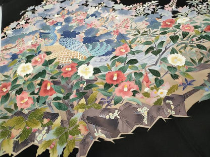 平和屋着物●本加賀友禅作家　浅野冨治男　黒留袖　孔雀花文　正絹　逸品　CABD7391ut