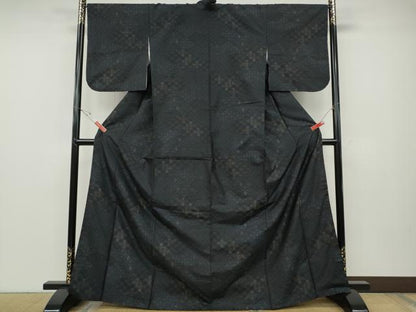平和屋着物●本場大島紬　七宝花文　正絹　逸品　CABD7392ut