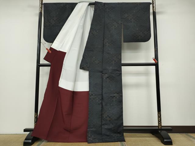 平和屋着物●本場大島紬　七宝花文　正絹　逸品　CABD7392ut