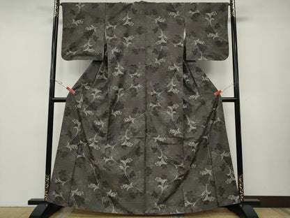 平和屋着物●本場大島紬　9マルキ　草花文　総絣　正絹　逸品　CABD7395ut