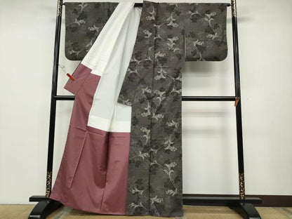平和屋着物●本場大島紬　9マルキ　草花文　総絣　正絹　逸品　CABD7395ut