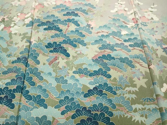 平和屋着物●本加賀友禅作家　池田裕　色留袖　草花文　正絹　逸品　CABD7396ut