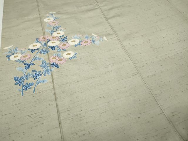 平和屋着物●本加賀友禅作家　奥野義一　訪問着　白山紬　枝花文　正絹　逸品　CABD7397ut