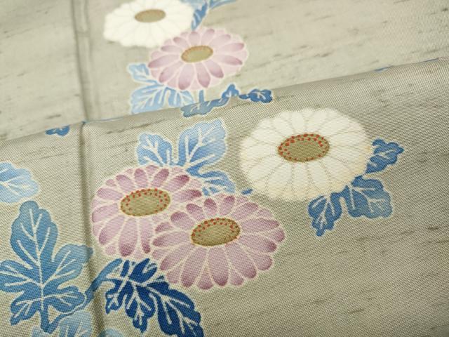 平和屋着物●本加賀友禅作家　奥野義一　訪問着　白山紬　枝花文　正絹　逸品　CABD7397ut