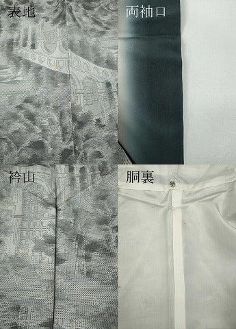 平和屋着物●都喜ヱ門　本場大島紬　白大島　7マルキ　風景草木文　総絣　藤絹織物謹製　正絹　逸品　CABD7399ut