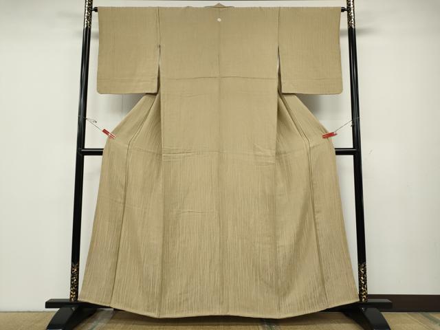 平和屋着物●上質な色無地　草花地紋　香色　正絹　逸品　CABD7401ut
