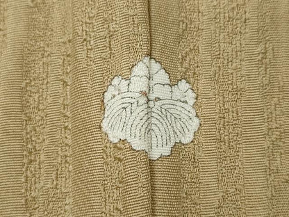 平和屋着物●上質な色無地　草花地紋　香色　正絹　逸品　CABD7401ut