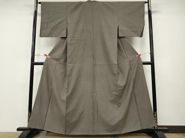 平和屋着物●結城紬　色無地　茶鼠色　高島屋扱い　正絹　逸品　CABD7402ut