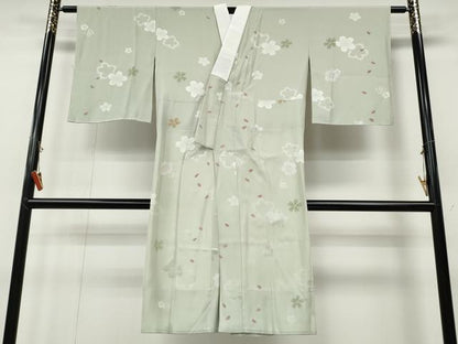 平和屋着物●長襦袢　無双仕立て　舞桜文　正絹　逸品　CABD7410ut