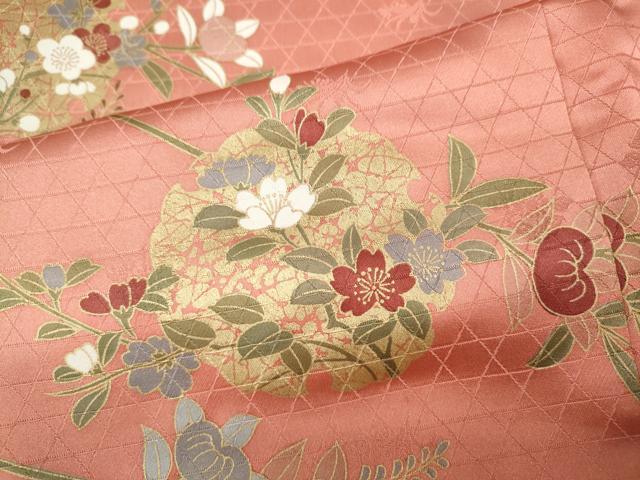 平和屋着物●訪問着　作家物　雪輪枝花文　暈し染め　金彩　正絹　逸品　CABD7411ut