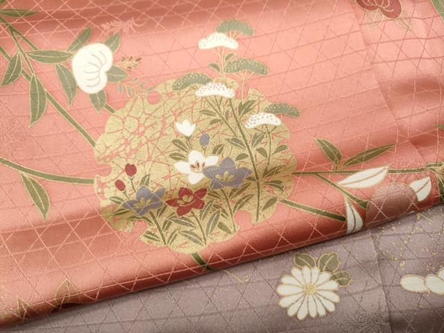 平和屋着物●訪問着　作家物　雪輪枝花文　暈し染め　金彩　正絹　逸品　CABD7411ut