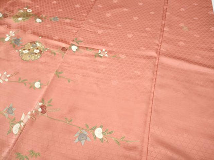平和屋着物●訪問着　作家物　雪輪枝花文　暈し染め　金彩　正絹　逸品　CABD7411ut