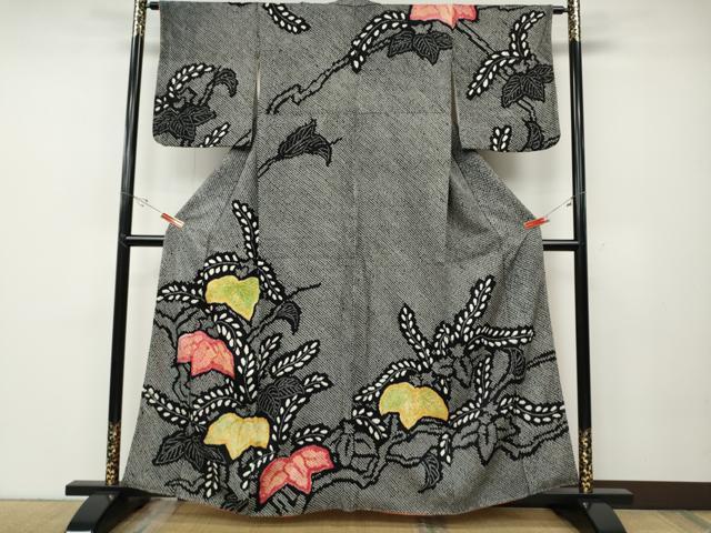 平和屋着物●訪問着　総絞り　蔦の葉文　正絹　逸品　CABD7412ut