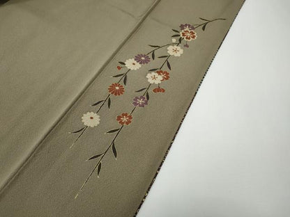 平和屋着物●訪問着　駒刺繍　雪芝枝花文　暈し染め　金彩　正絹　逸品　CABD7413ut