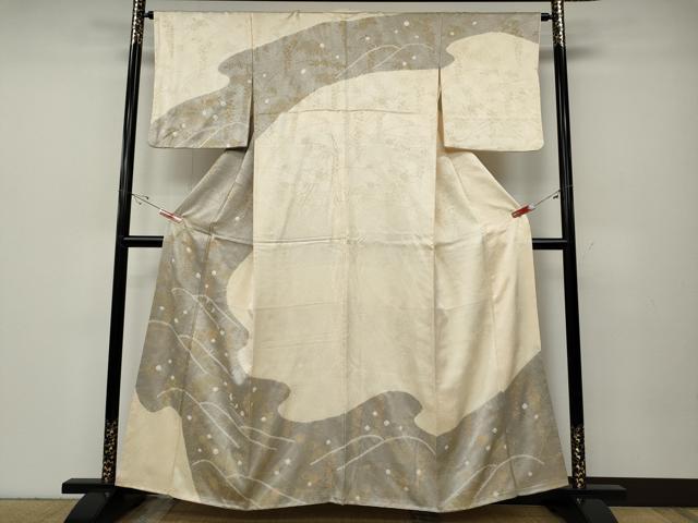 平和屋着物●訪問着　絞り　刺繍　道長花文　金彩　正絹　逸品　CABD7416ut