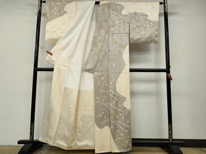 平和屋着物●訪問着　絞り　刺繍　道長花文　金彩　正絹　逸品　CABD7416ut