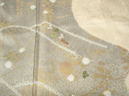 平和屋着物●訪問着　絞り　刺繍　道長花文　金彩　正絹　逸品　CABD7416ut