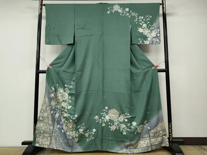 平和屋着物●訪問着　正倉院花唐草文　暈し染め　金銀彩　正絹　逸品　CABD7417ut