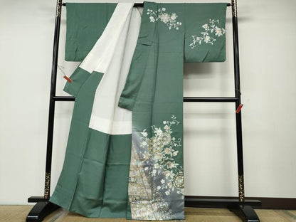 平和屋着物●訪問着　正倉院花唐草文　暈し染め　金銀彩　正絹　逸品　CABD7417ut