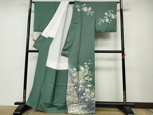 平和屋着物●訪問着　正倉院花唐草文　暈し染め　金銀彩　正絹　逸品　CABD7417ut