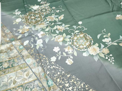 平和屋着物●訪問着　正倉院花唐草文　暈し染め　金銀彩　正絹　逸品　CABD7417ut