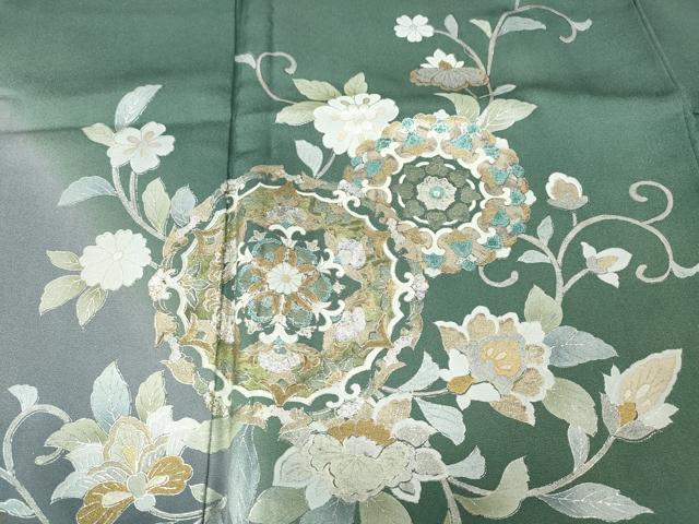 平和屋着物●訪問着　正倉院花唐草文　暈し染め　金銀彩　正絹　逸品　CABD7417ut
