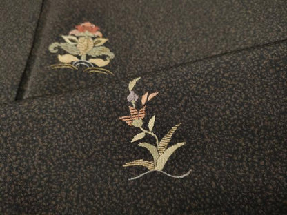 平和屋着物●訪問着　刺繍　草花文　暈し染め　金彩　正絹　逸品　CABD7418ut