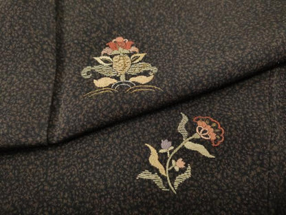 平和屋着物●訪問着　刺繍　草花文　暈し染め　金彩　正絹　逸品　CABD7418ut