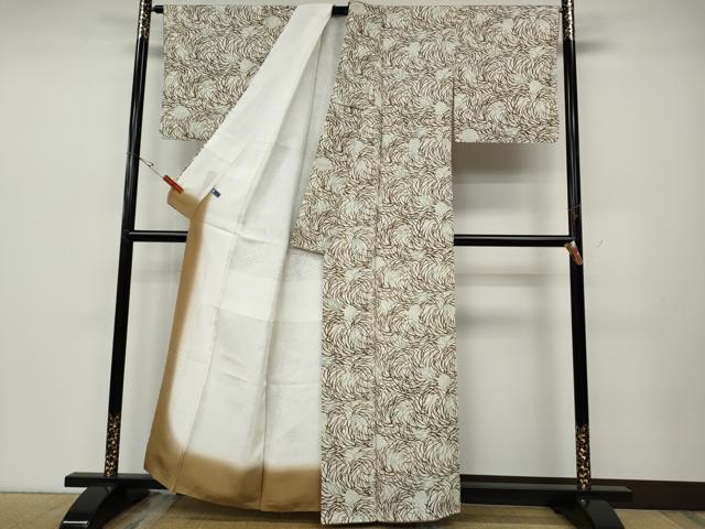 平和屋着物●上質な小紋　型染め　雪輪草葉文　正絹　逸品　未使用　CABD7425ut