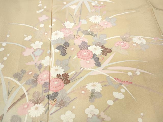 平和屋着物●訪問着　友禅　枝花文　暈し染め　ロング丈　正絹　逸品　CABD7427ut