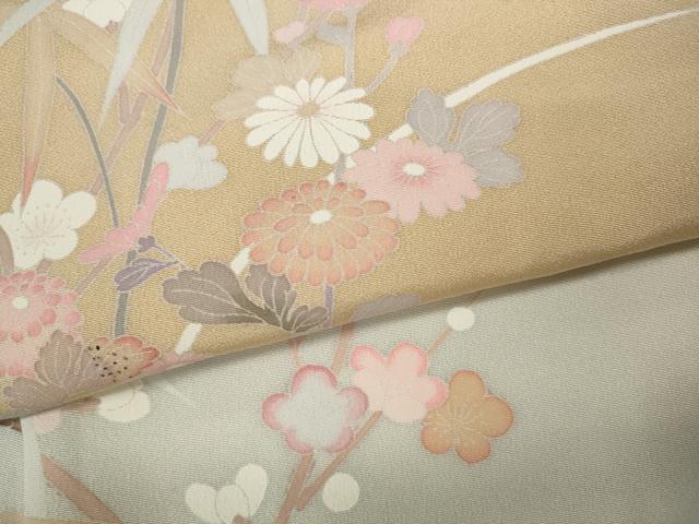 平和屋着物●訪問着　友禅　枝花文　暈し染め　ロング丈　正絹　逸品　CABD7427ut