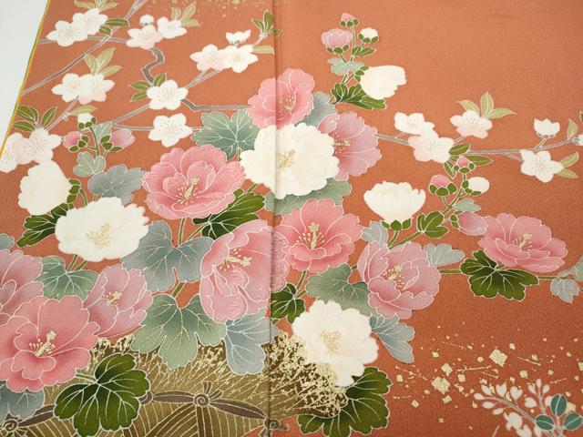 平和屋着物●訪問着　刺繍　十二単風　枝花文　暈し染め　金彩　正絹　逸品　CABD7429ut 平和屋着物○訪問着 刺繍 十二単風 枝花文 暈し染め 金彩