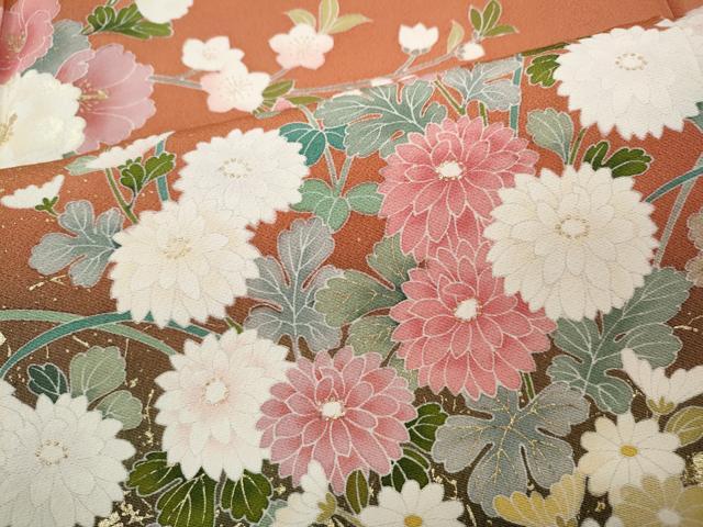平和屋着物●訪問着　刺繍　十二単風　枝花文　暈し染め　金彩　正絹　逸品　CABD7429ut