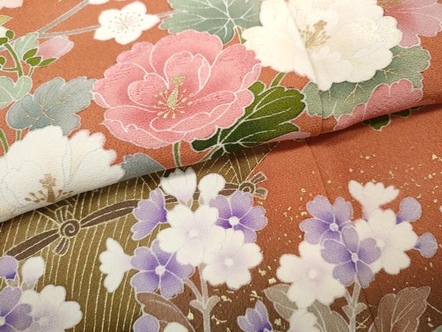平和屋着物●訪問着　刺繍　十二単風　枝花文　暈し染め　金彩　正絹　逸品　CABD7429ut 平和屋着物○訪問着 刺繍 十二単風 枝花文 暈し染め 金彩