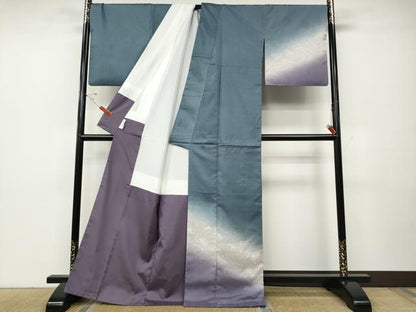平和屋着物●訪問着　本場染大島紬　墨流し文様　ロング丈　正絹　逸品　CABD7437ut