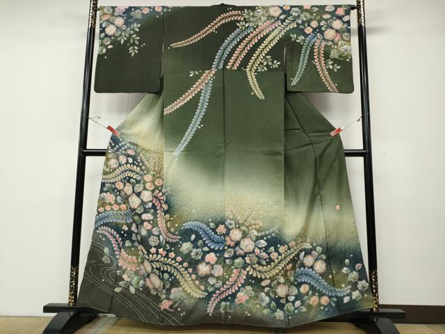 平和屋着物●訪問着　作家物　辻が花　絞り　銀通し地　正絹　逸品　CABD7438ut