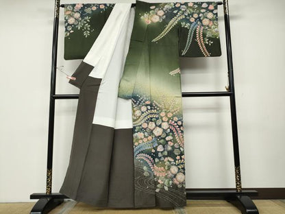 平和屋着物●訪問着　作家物　辻が花　絞り　銀通し地　正絹　逸品　CABD7438ut
