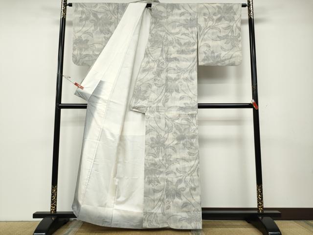 平和屋着物●本場結城紬　重要無形文化財　100亀甲　ゆり　百合　正絹　逸品　CABD7442ut