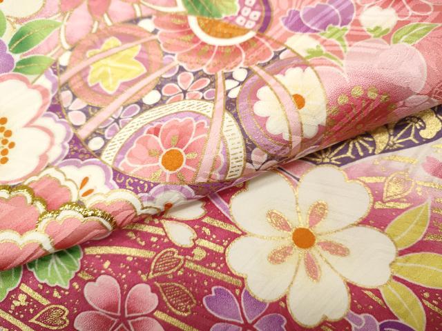 平和屋着物●訪問着　刺繍　舞花文　暈し染め　金彩　正絹　逸品　CABD7443ut